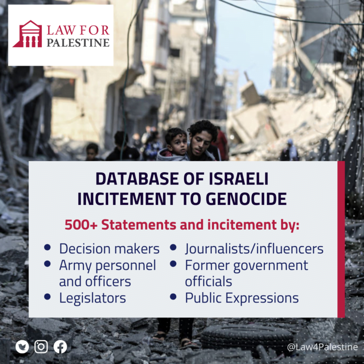 card Law for Palestine: Database of 500 instances of Israeli genocidal statements 